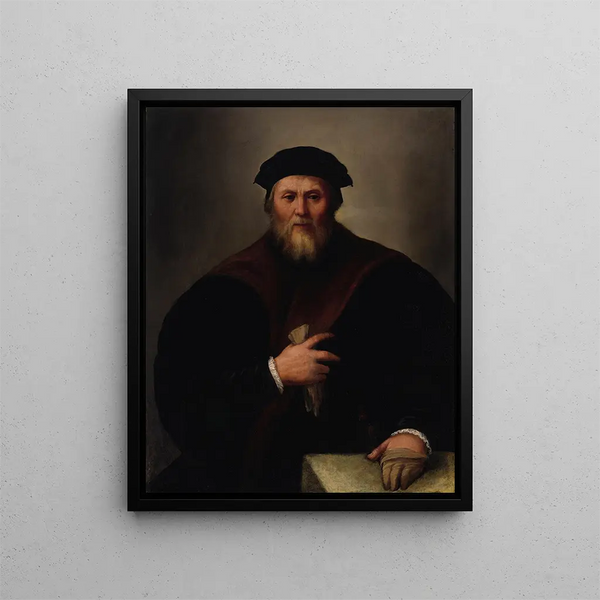 Portrait of a gentleman - Dosso Dossi — framed artwork on a wall