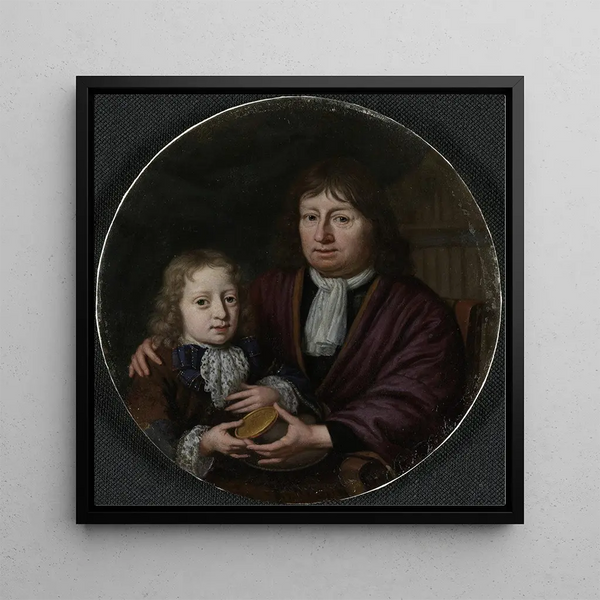 Double portrait painting of Isaac Pontanus and Hendrik van Beek - Michiel Van Musscher — wall display of the artwork