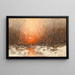 Sentier forestier avec chasseur au coucher du soleil - Désiré Thomassin — framed artwork on a wall