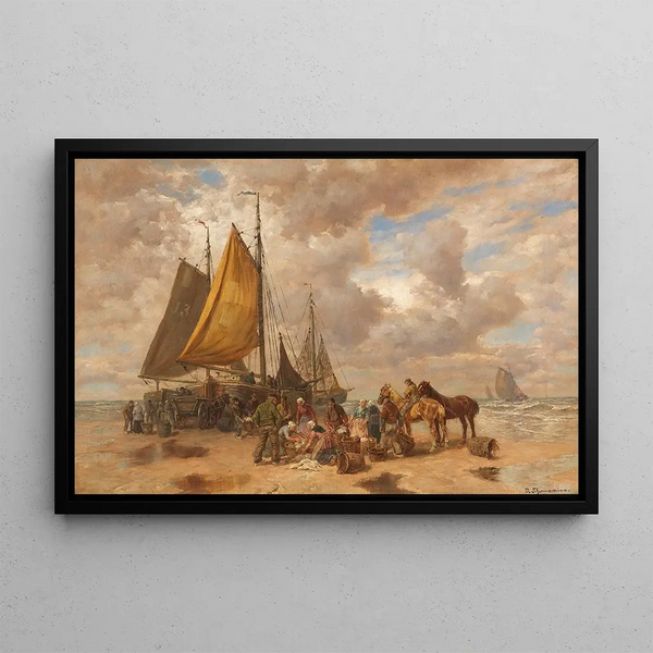 Fishermen at Sea - Désiré Thomassin — framed artwork on a wall
