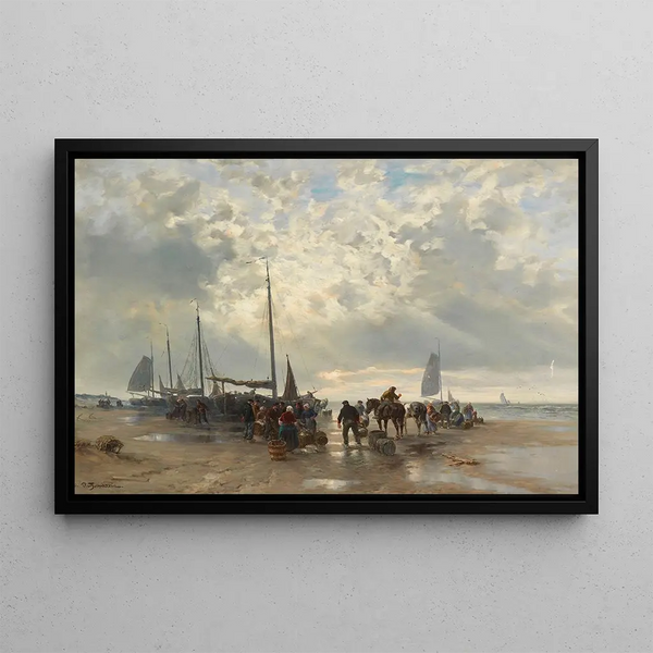 Return of the Fishermen - Désiré Thomassin — framed artwork on a wall