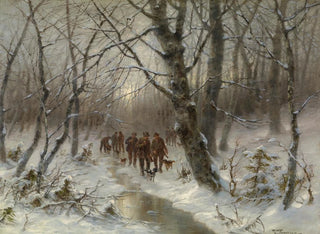 Hunter in the winter forest - Désiré Thomassin — artwork view