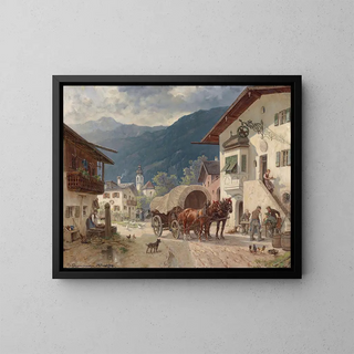 Repos devant l'auberge - Désiré Thomassin — framed artwork on a wall