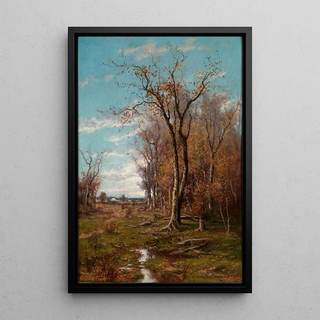 Autumn Landscape Painting - Du Bois Fénelon Hasbrouck — framed artwork on a wall