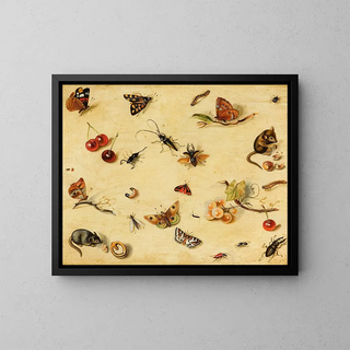 Flora and Fauna - Dutch School — framed artwork on a wall