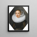 Portrait of a lady with a white strawberry - Dutch School — framed artwork on a wall