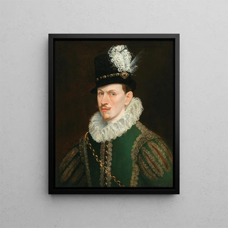 Portrait of a Man - Dutch School — framed artwork on a wall