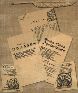 Trompe-l'œil of prints and a feather - Dutch School — artwork view