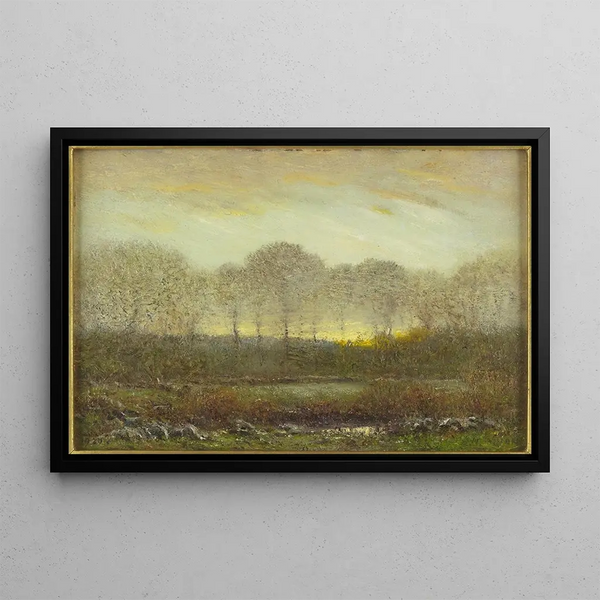 Evening Landscape Painting - Dwight William Tryon — framed artwork on a wall