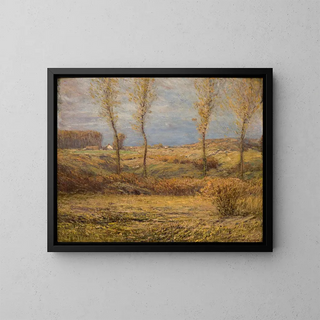 Morning November painting - Dwight William Tryon — framed artwork on a wall