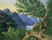 Mountain lake with hiker - E. Guenther — artwork view