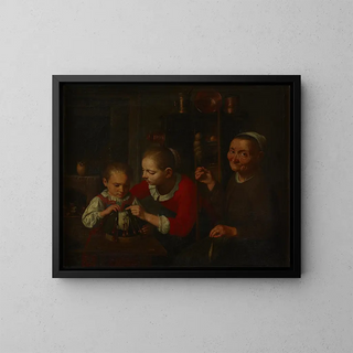 The lacemaker - E. K. Lautter — framed artwork on a wall
