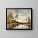 Landscape painting with a windmill - E. Landseer Harris — framed artwork on a wall