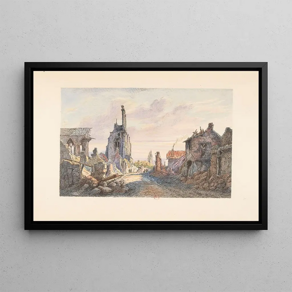 Soissons The cathedral and the Buerie street - E. Tatin — framed artwork on a wall