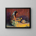 Indian warrior kneeling before the fire - Eanger Irving Couse — framed artwork on a wall