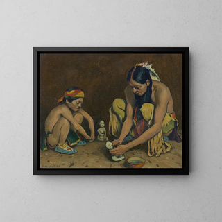 The creator of the rain god - Eanger Irving Couse — framed artwork on a wall