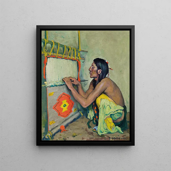 The weaver - Eanger Irving Couse — framed artwork on a wall