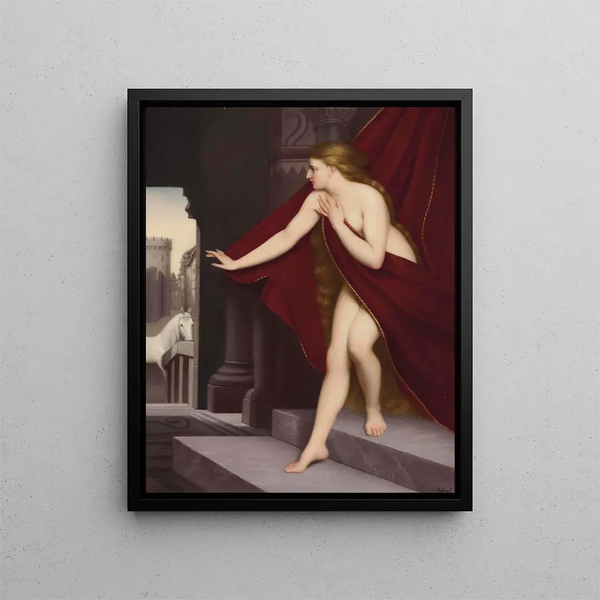 Lady Godiva painting - Eckert — framed artwork on a wall