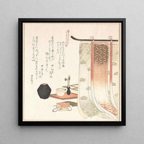 Screen and utensils for the incense ceremony - Kubo Shunman — framed artwork on a wall