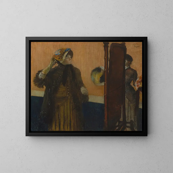 Chez les modistes - Edgar Degas — framed artwork on a wall