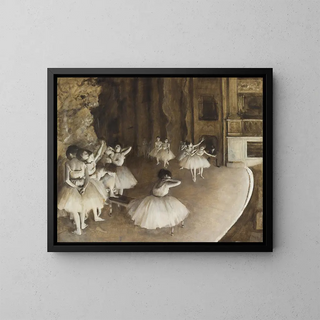 Ballet Repetition on Stage - Edgar Degas — framed artwork on a wall