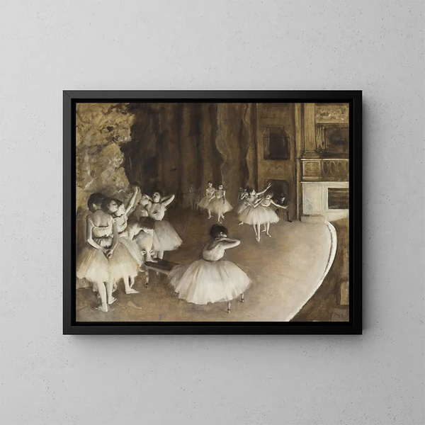 Ballet Repetition on Stage - Edgar Degas — framed artwork on a wall