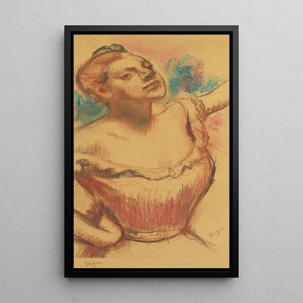 Bust of a dancer with a red bodice - Edgar Degas — framed artwork on a wall