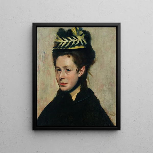 Bust of a Woman with Feathered Hat - Edgar Degas — framed artwork on a wall