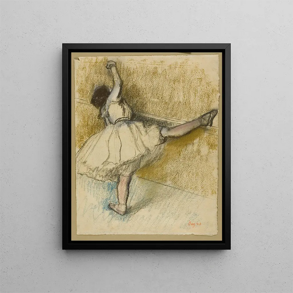 Danseur s'étirant à la barre - Edgar Degas — framed artwork on a wall