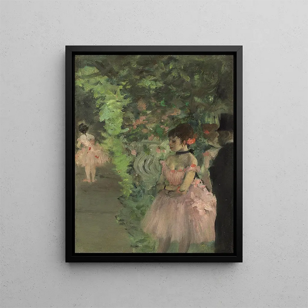 Dancers backstage - Edgar Degas — framed artwork on a wall