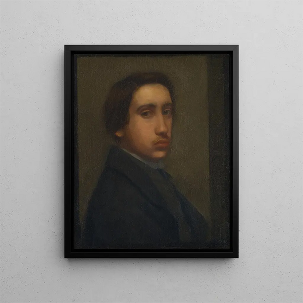 Edgar Degas painting in a black coat - Edgar Degas — framed artwork on a wall