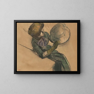 Woman with a Hat - Edgar Degas — framed artwork on a wall