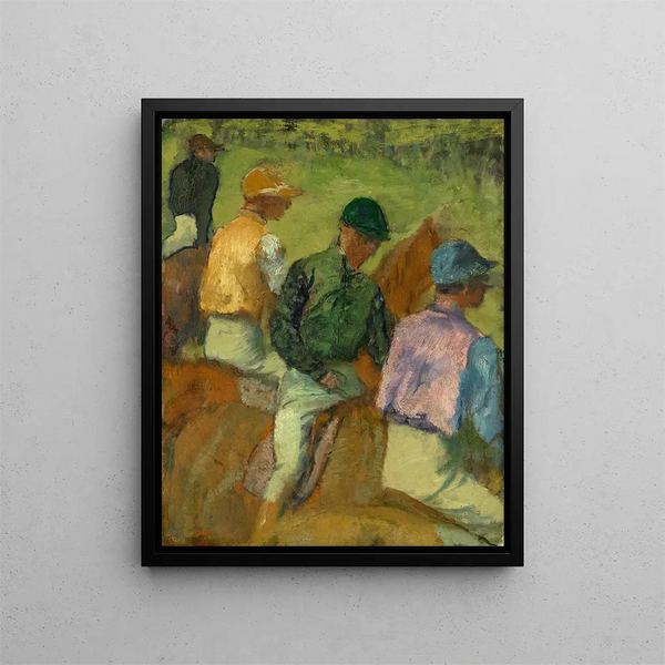 Four Jockeys - Edgar Degas — framed artwork on a wall