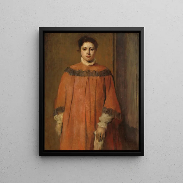 Girl in Red - Edgar Degas — framed artwork on a wall
