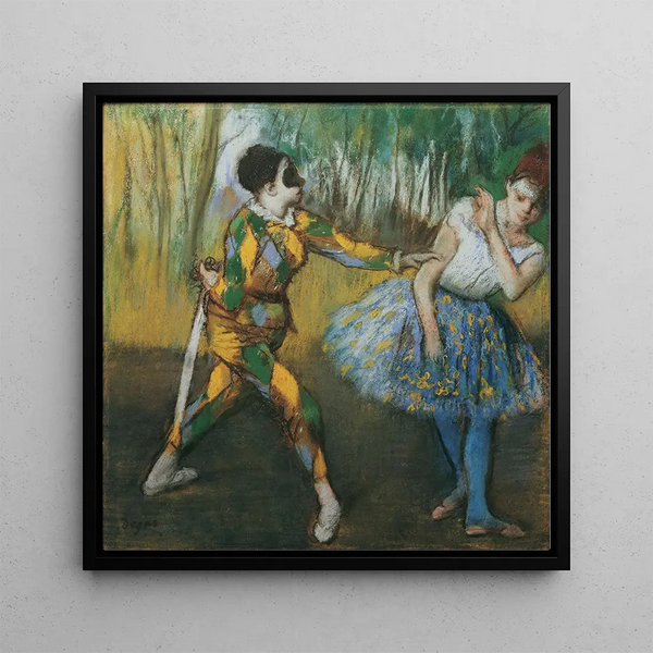 Harlequin and Columbine - Edgar Degas — framed artwork on a wall