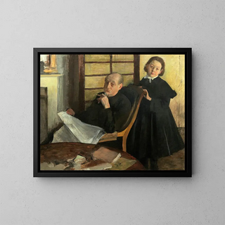 Henri Degas and his niece Lucie Degas, the artist's uncle and cousin - Edgar Degas — framed artwork on a wall