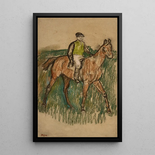Jockey on horseback - Edgar Degas — framed artwork on a wall