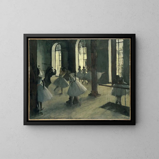 The Rehearsal at the Foyer of the Dance - Edgar Degas — framed artwork on a wall