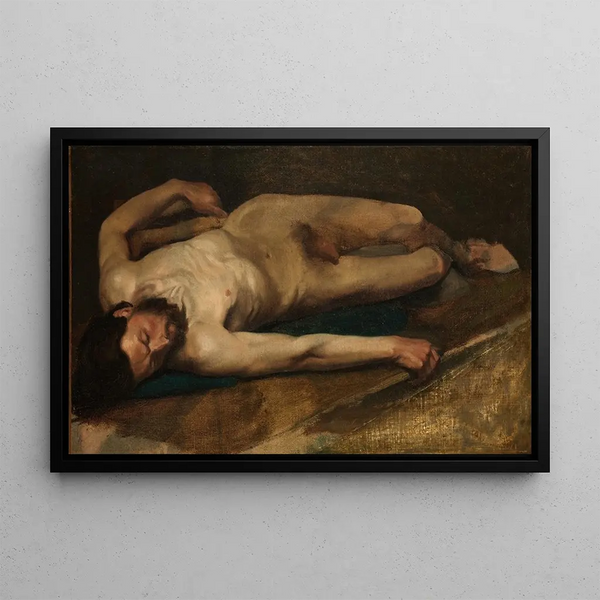 Male nude painting - Edgar Degas — framed artwork on a wall
