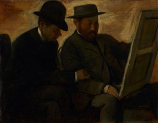 Paul Lafond and Alphonse Cherfils examining a painting - Edgar Degas — artwork view