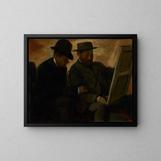 Paul Lafond and Alphonse Cherfils examining a painting - Edgar Degas — framed artwork on a wall