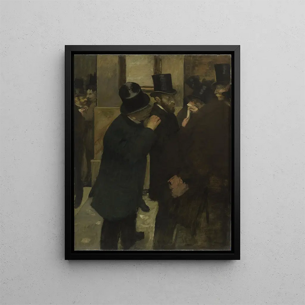 Portraits at the Bourse - Edgar Degas — framed artwork on a wall