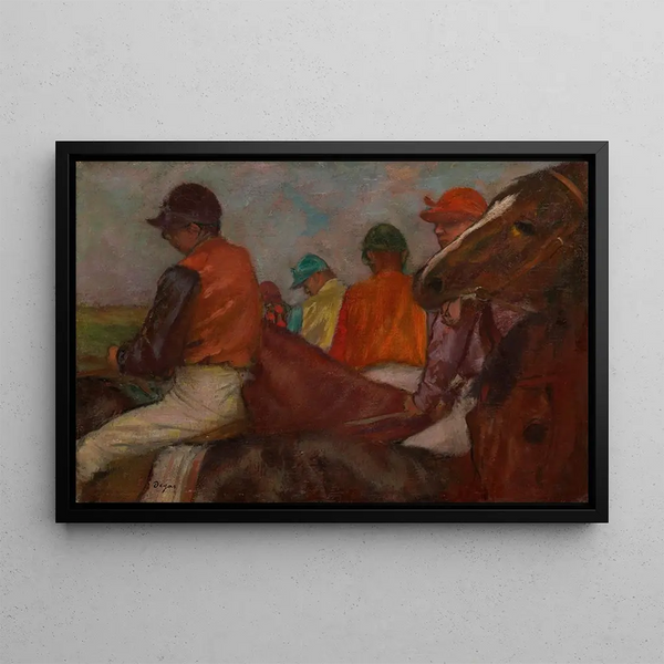 Les jockeys - Edgar Degas — framed artwork on a wall