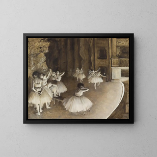 La Répétition du ballet sur scène - Edgar Degas — framed artwork on a wall