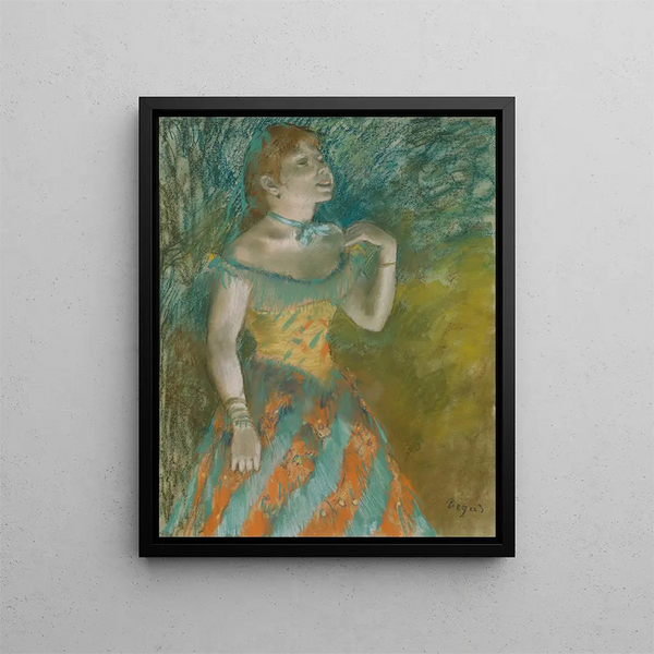 The Green Singer - Edgar Degas — framed artwork on a wall
