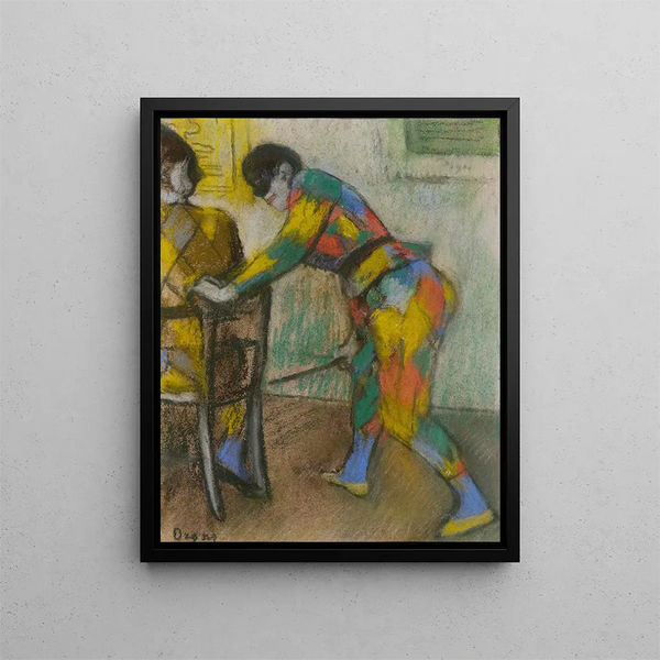 Two Harlequins - Edgar Degas — framed artwork on a wall