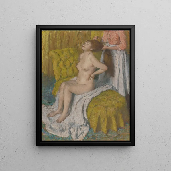 Woman getting her hair combed - Edgar Degas — framed artwork on a wall