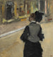 Woman seen from behind, visiting a museum - Edgar Degas — artwork view