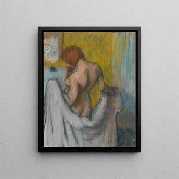 Woman with a Towel - Edgar Degas — framed artwork on a wall