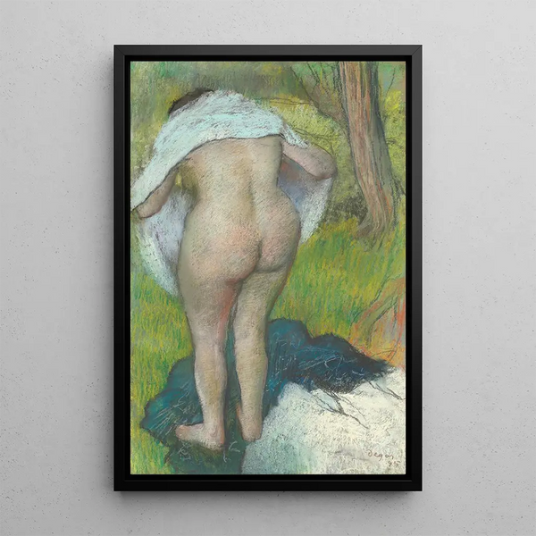 Young woman dressing - Edgar Degas — framed artwork on a wall